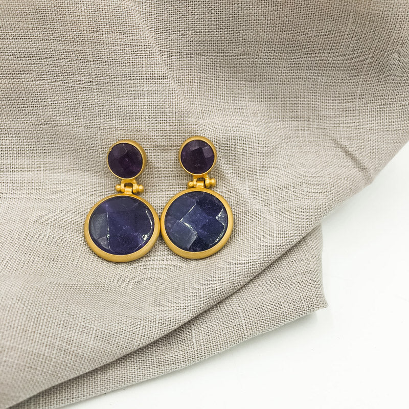 AD Earrings with Blue Stone and Dual Tone Polish – Sheetal's FabFashion